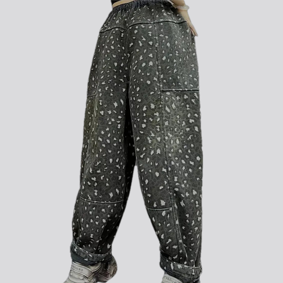 Mid-waist baggy women's denim joggers