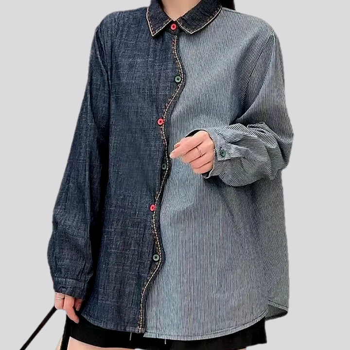 Medium striped extra-large denim shirt for women