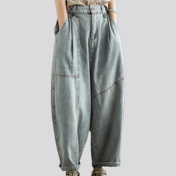 Contrast boho style women's denim pants