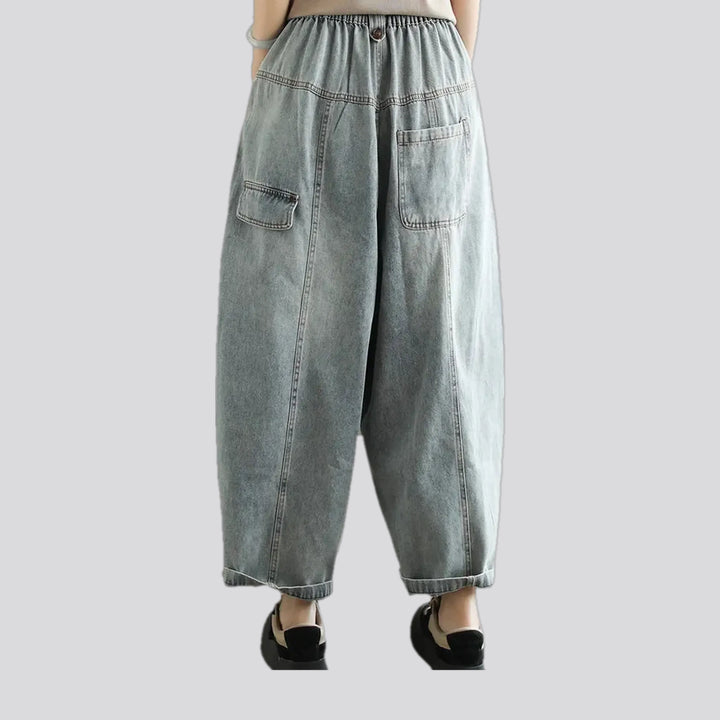 Contrast boho style women's denim pants