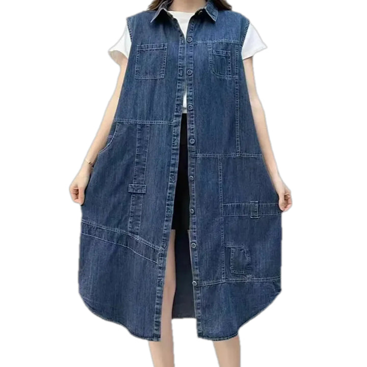 Fashionable Women's Jean Vest - Dark Blue