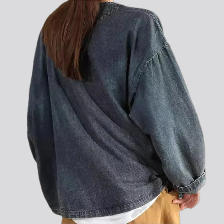 Casual retro oversized women's jeans chore jacket