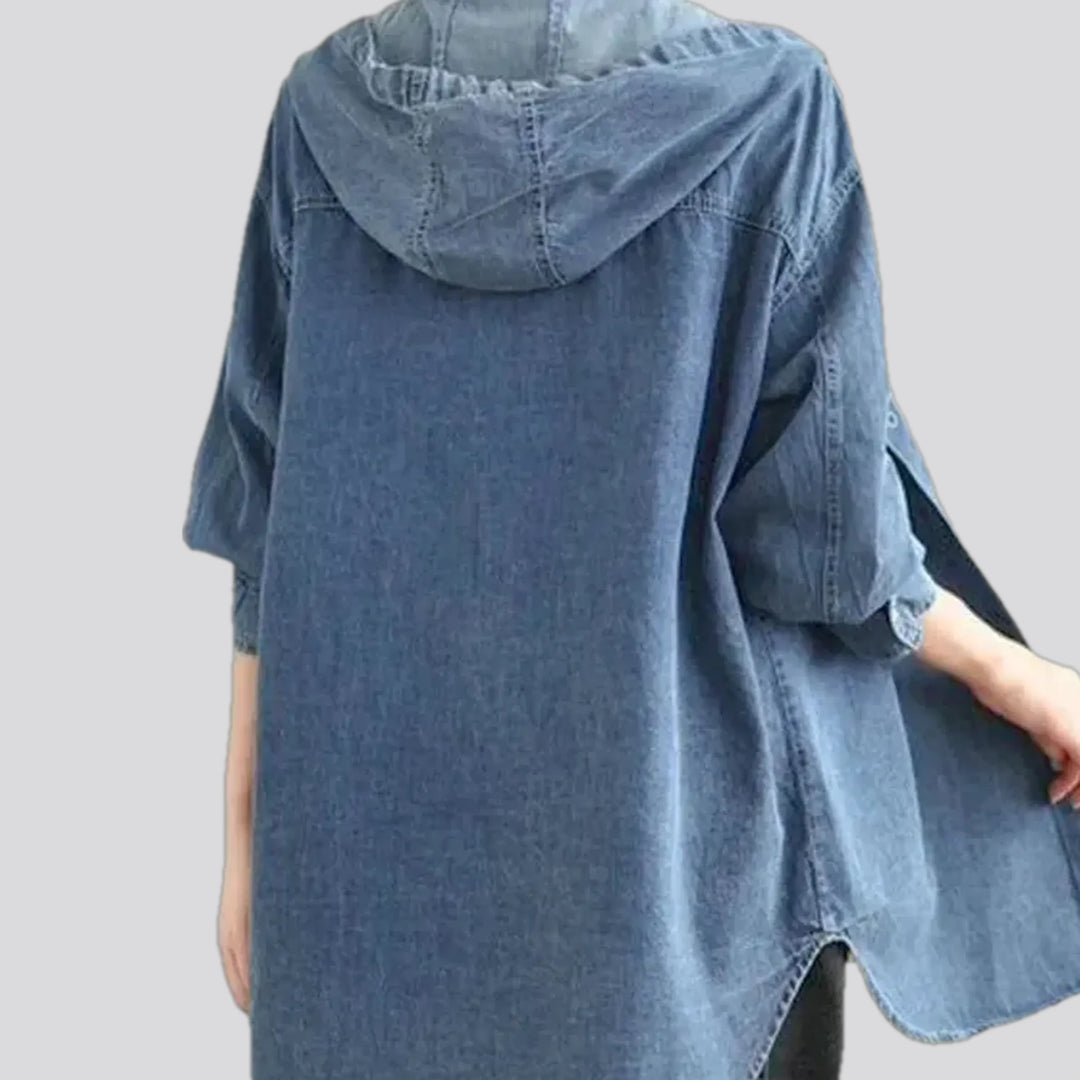 Medium casual oversized denim jacket for women