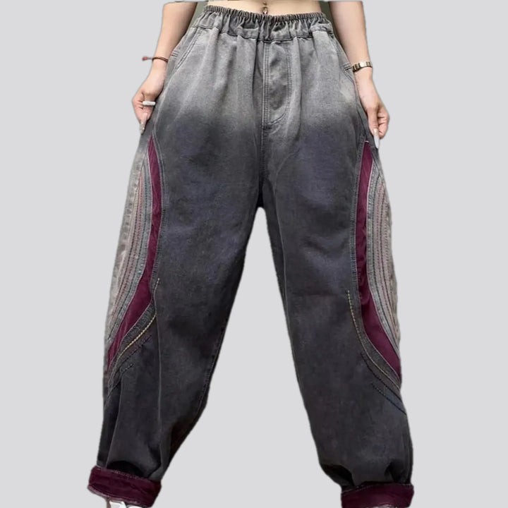 Velvet Trim and Boho Women's Denim Joggers | Jeans4you.shop