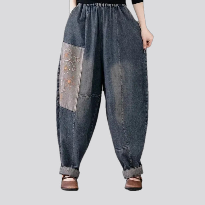 Boho chic women's denim joggers