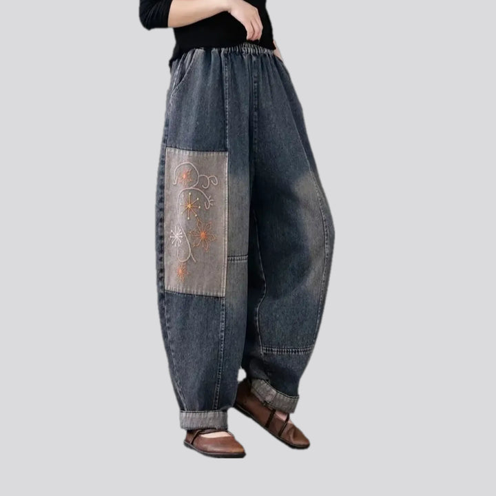 Boho chic women's denim joggers