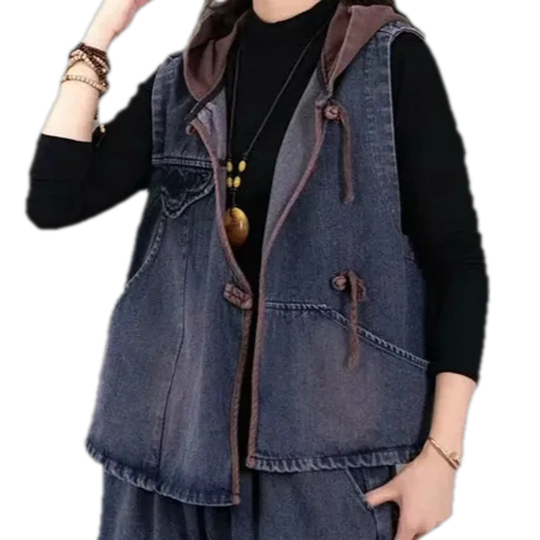 Retro chic denim vest for women