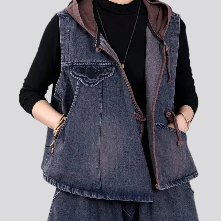 Retro chic denim vest for women