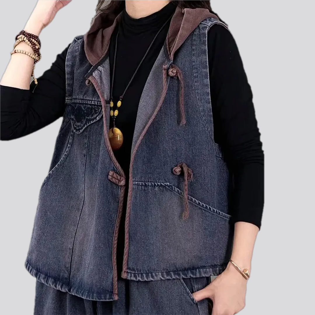 Retro chic denim vest for women