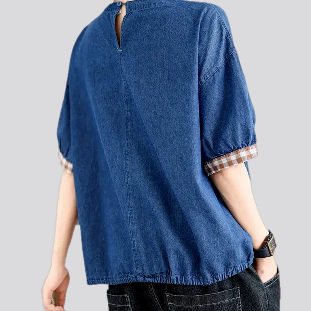 Boho multicolor women's jean shirt