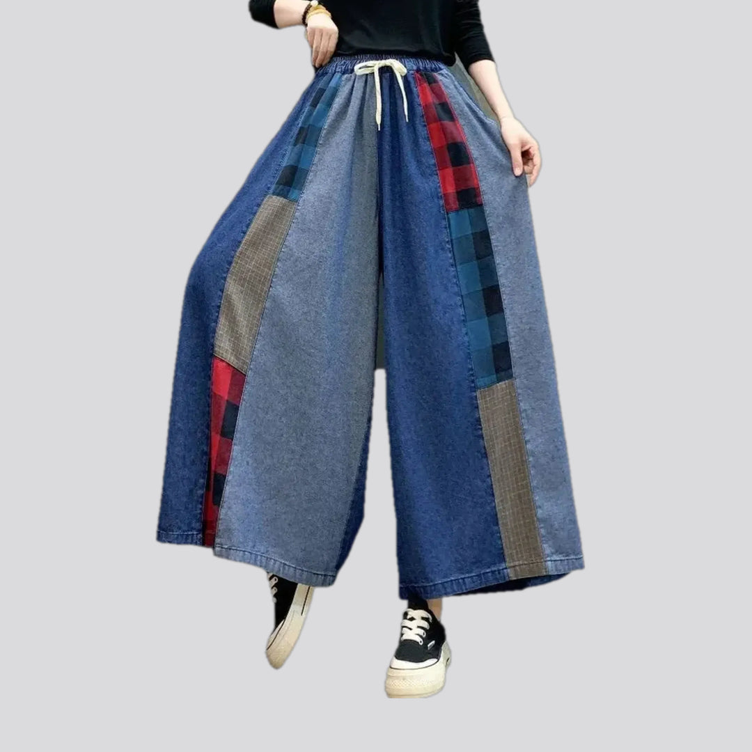 Mixed patterns fashion women's jean culottes