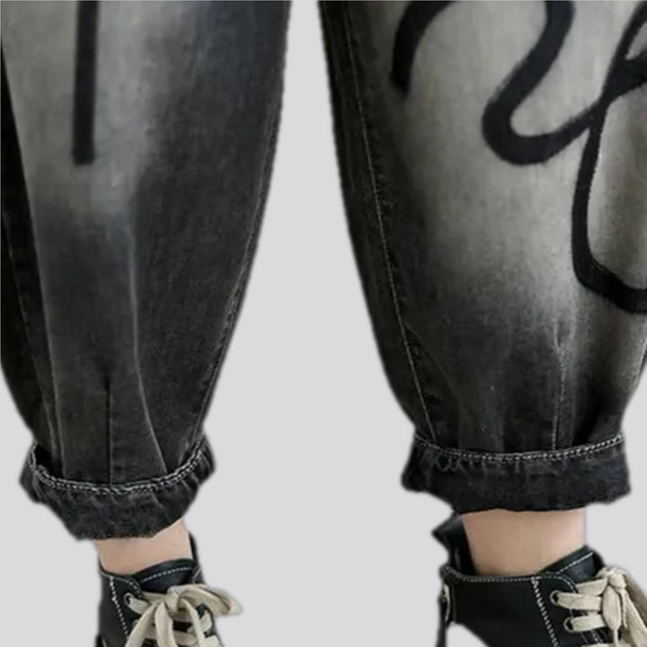 Artistic mid-waist jean joggers for women