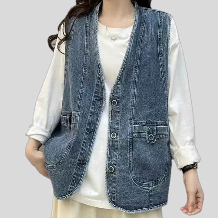 Casual oversized women's jean vest