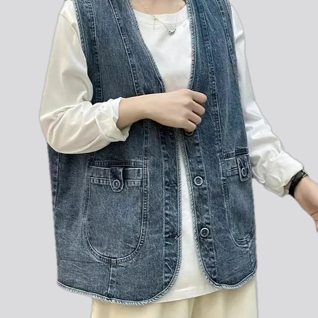 Casual oversized women's jean vest