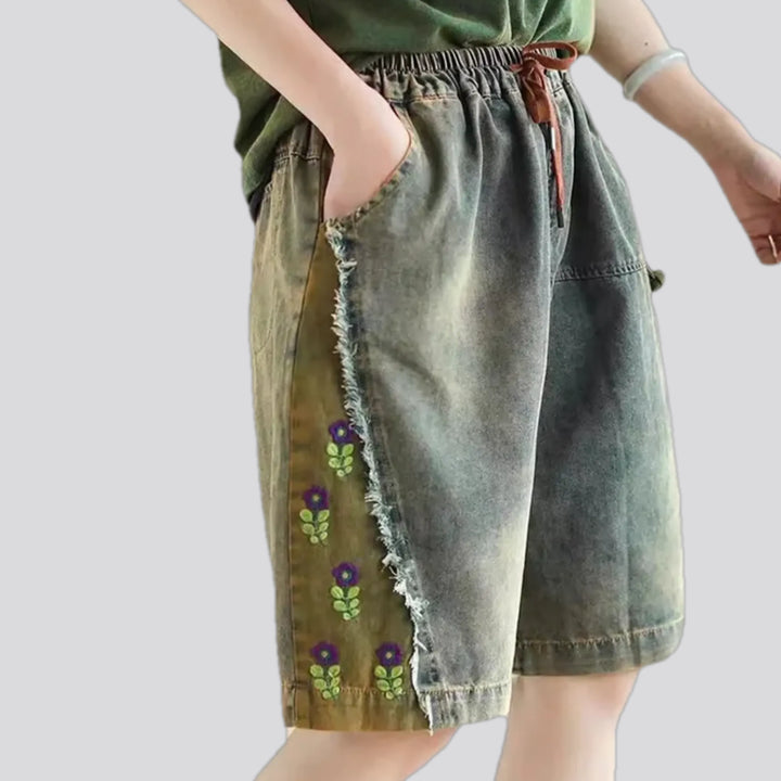 Vintage boho baggy women's jean shorts