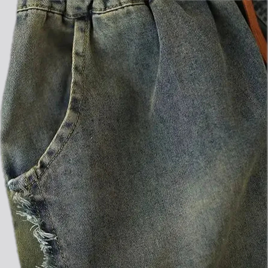 Vintage boho baggy women's jean shorts