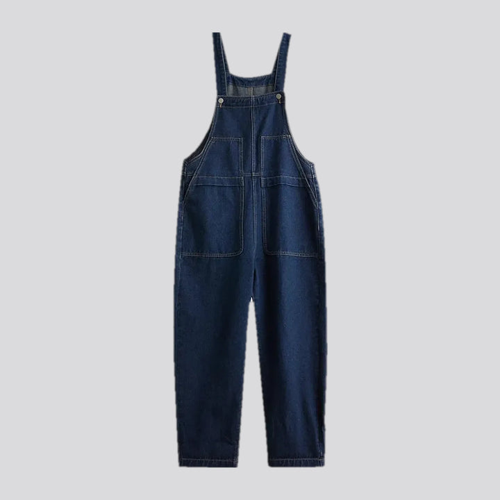 Street style baggy-fit denim dungaree for ladies