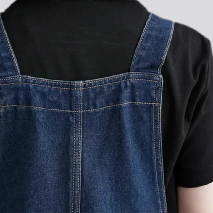 Street style baggy-fit denim dungaree for ladies