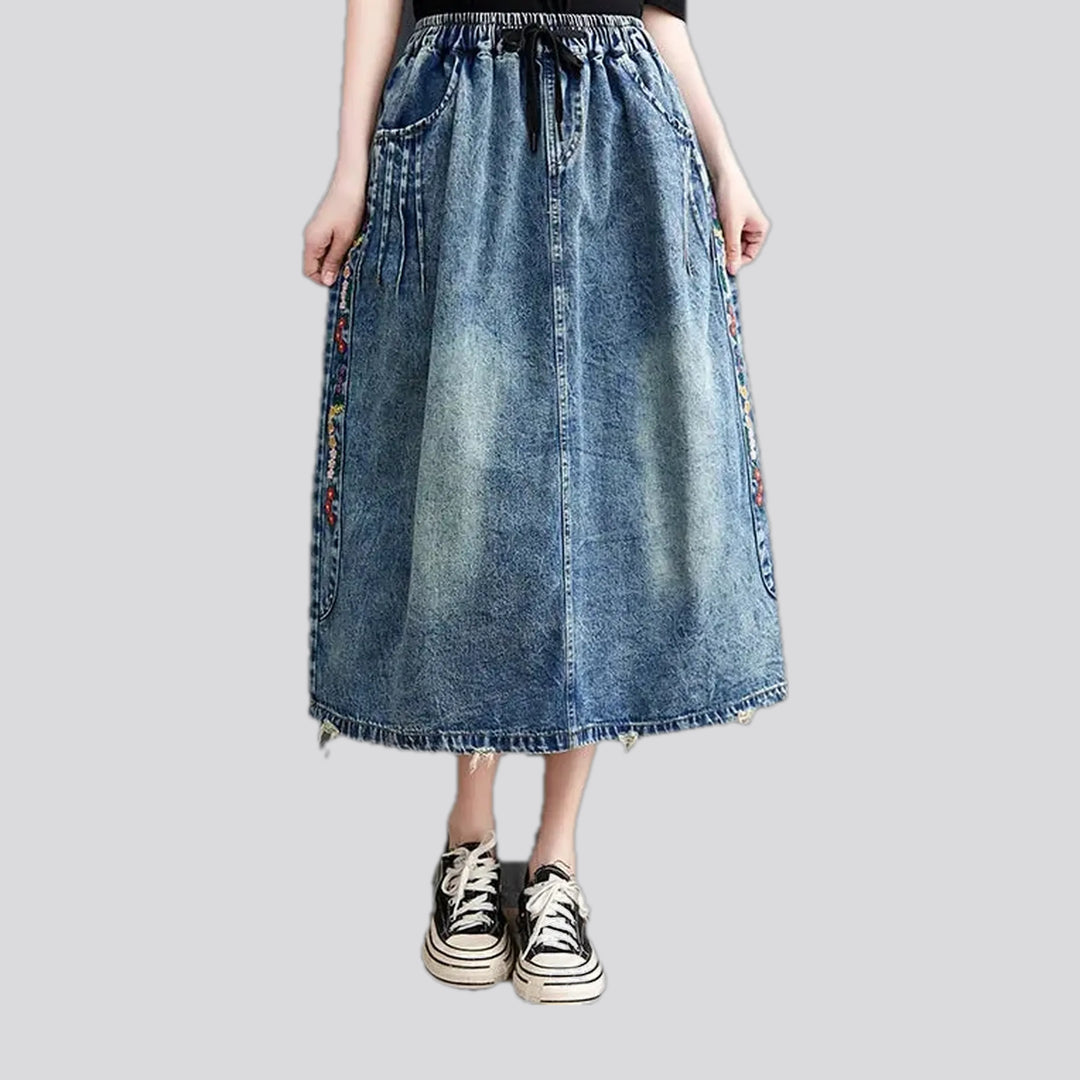 Boho Style Raw Hem Denim Skirt | Jeans4you.shop