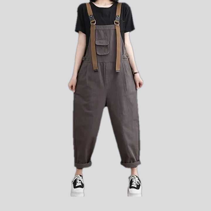 Baggy style monochrome women's denim overall