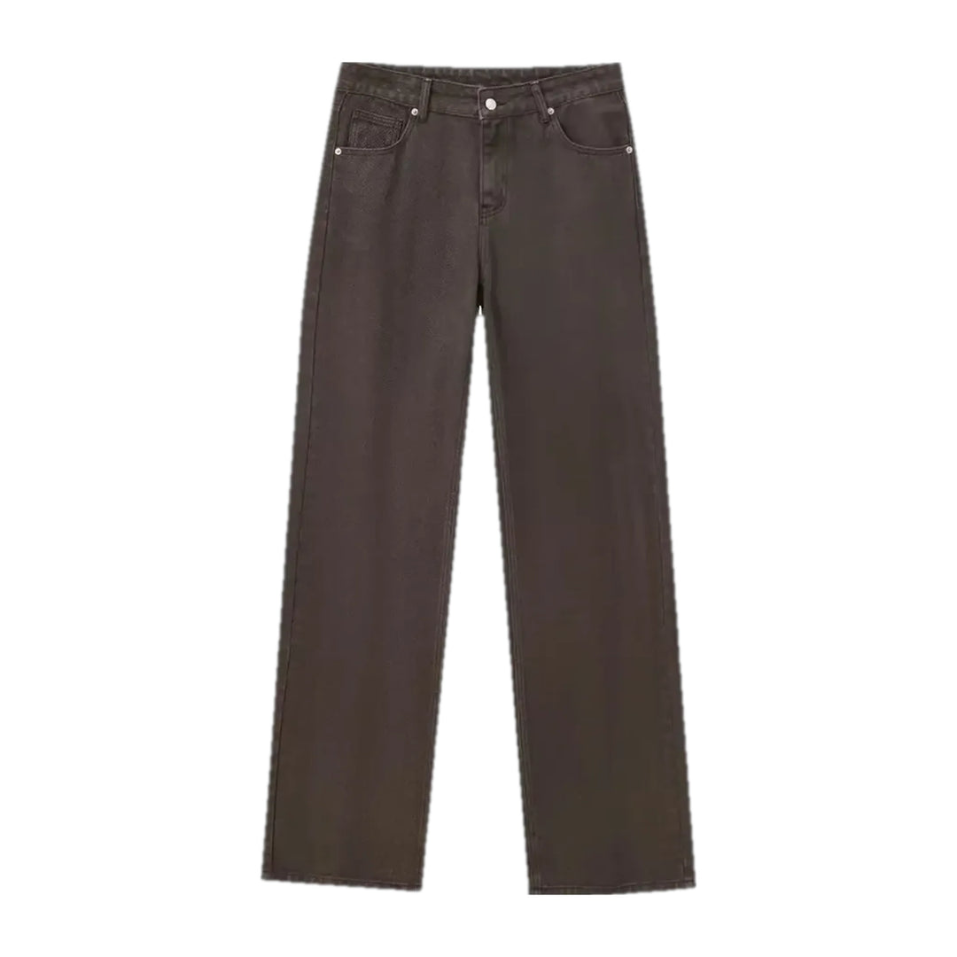 Stretchable Mid-rise Women's Jean Pants - Brown