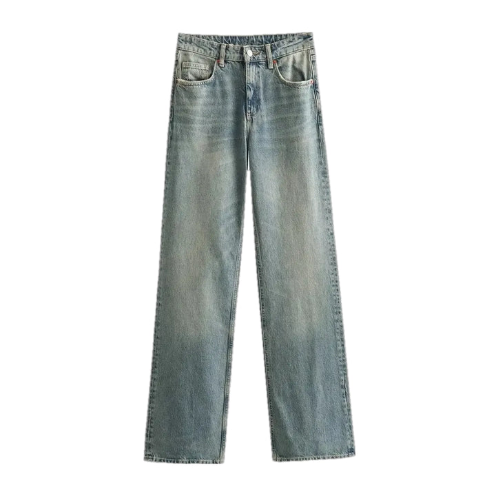 Casual Light Faded Lines Jeans for Women - Blue