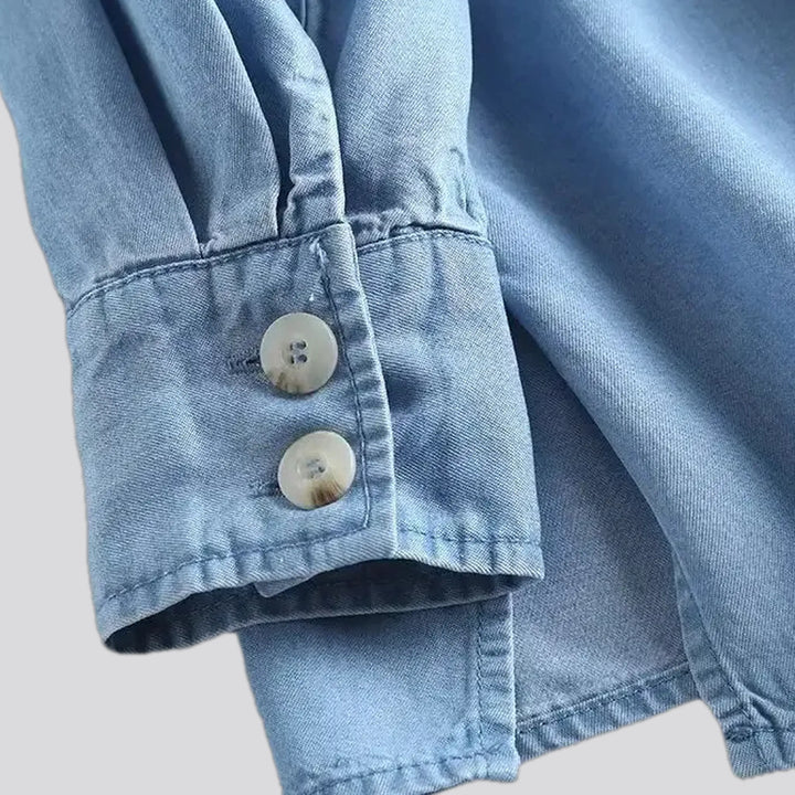 Extra-large light casual denim shirt for women