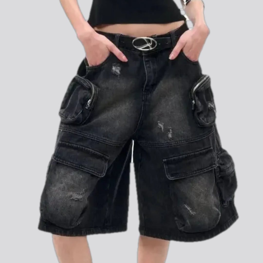 High-waist denim shorts for ladies