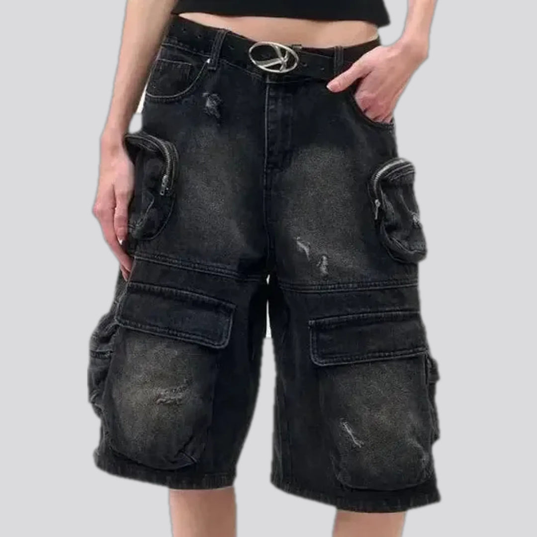 High-waist denim shorts for ladies