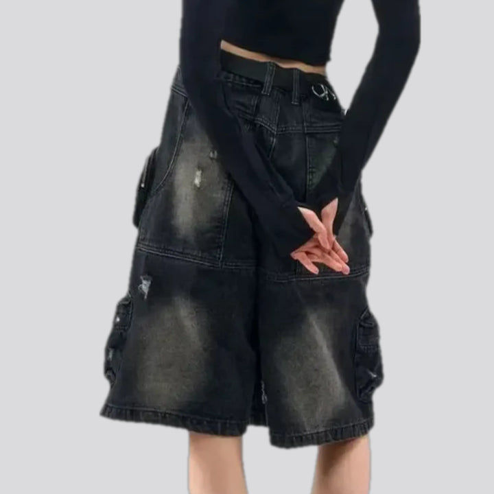 High-waist denim shorts for ladies