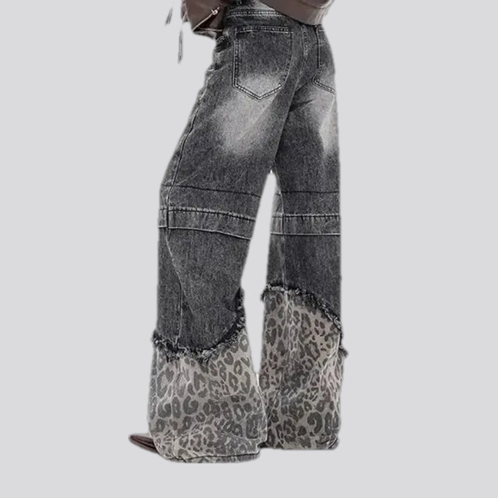 Baggy fit animal print women's jeans