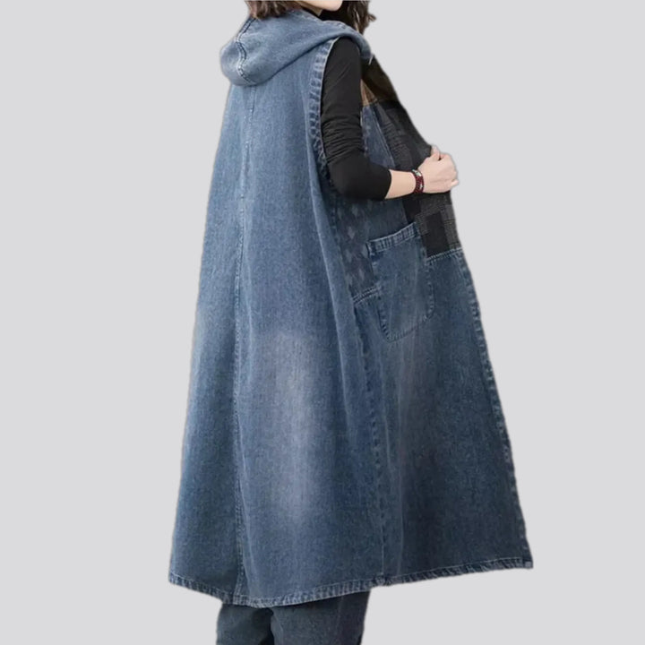 Extra-large longline denim vest for women