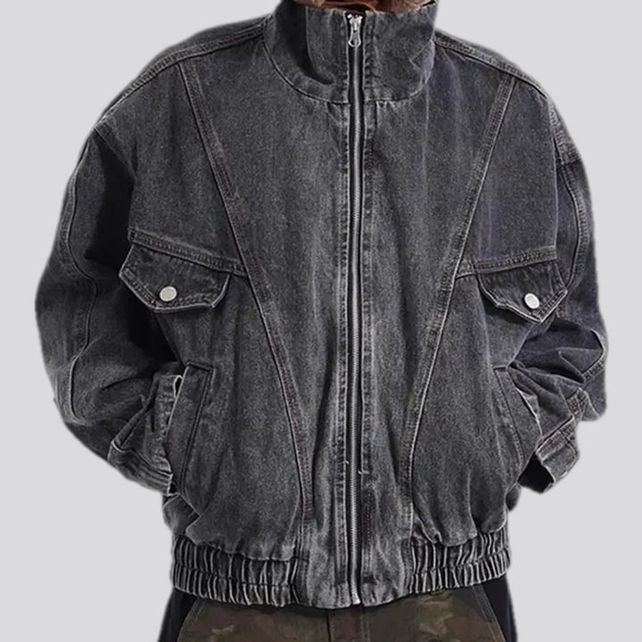 Retro Oversized Men's Denim Bomber Jacket | Jeans4you.shop