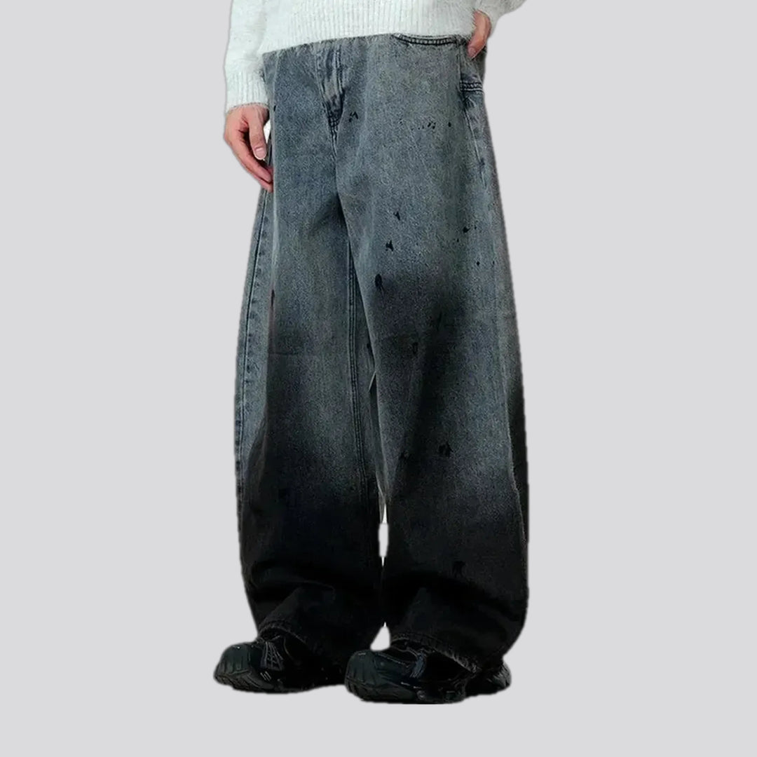 Retro paint pattern baggy men's jeans