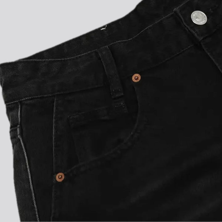 Whiskered seam detail men's denim pants