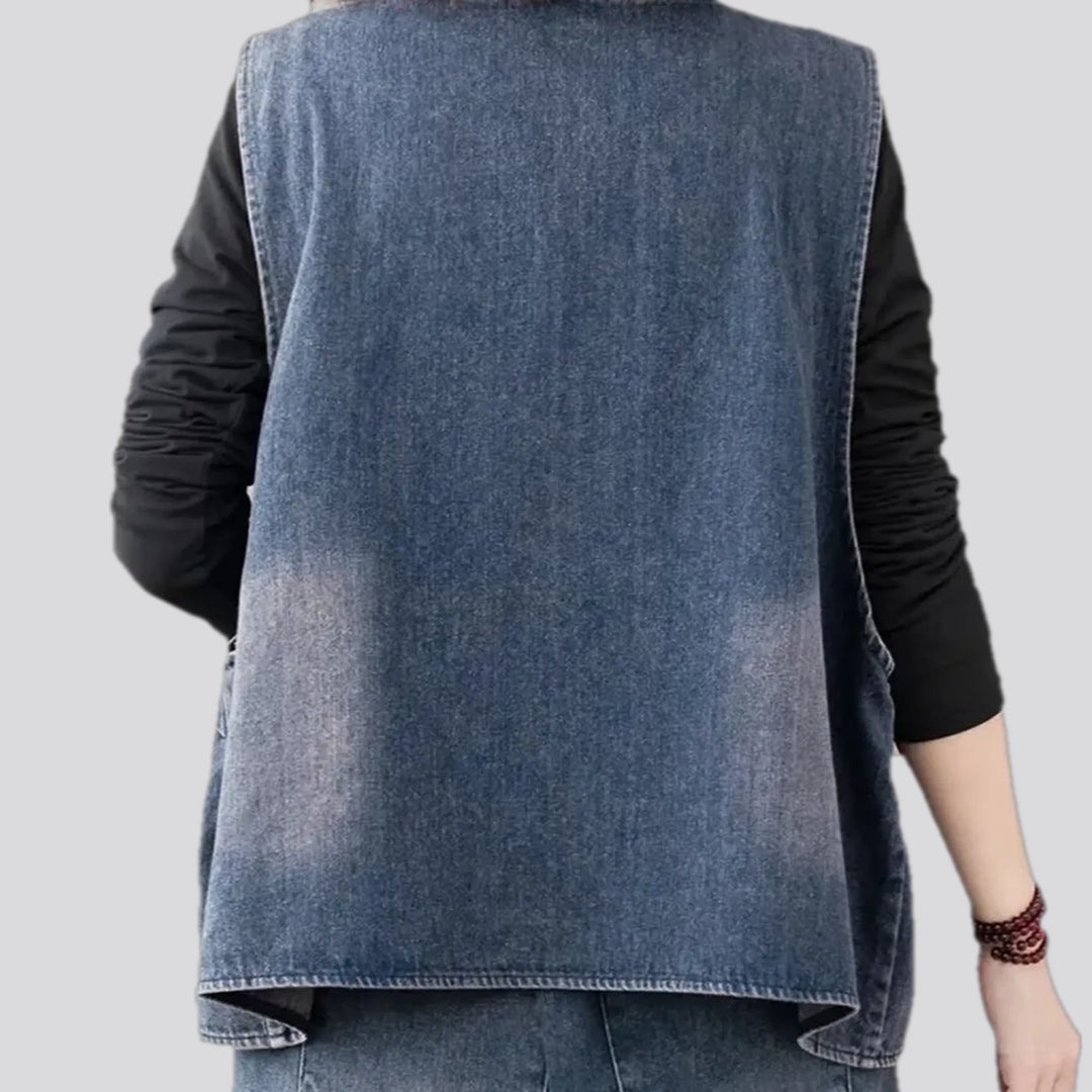 Oversized women's jean vest