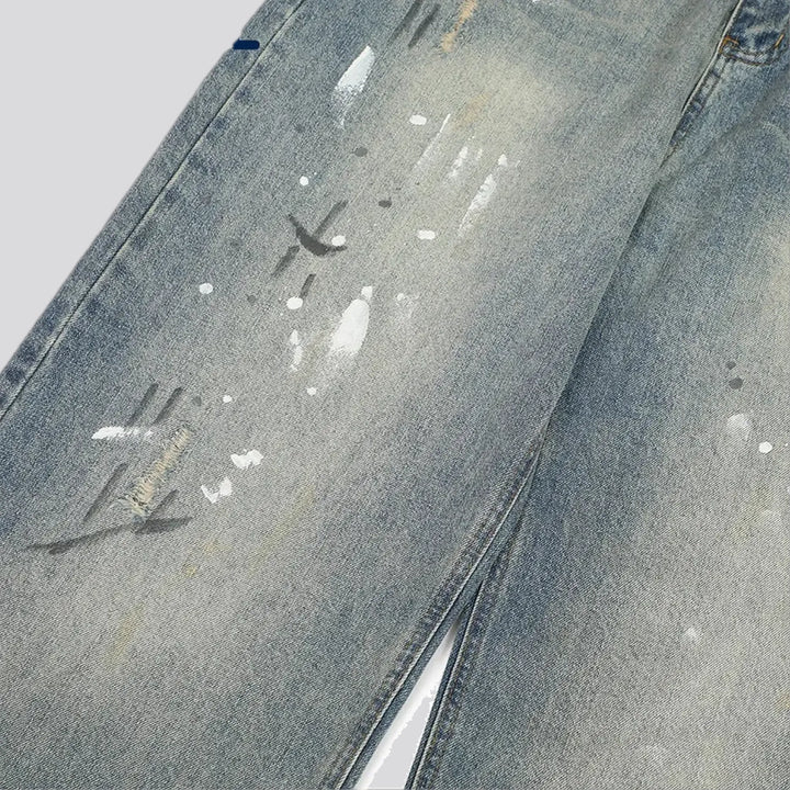 Light sanded fashion baggy men's jeans