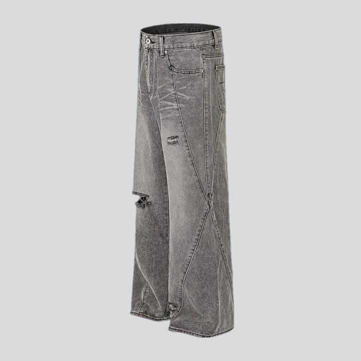 Grunge mid-rise stylish baggy-fit men's jeans