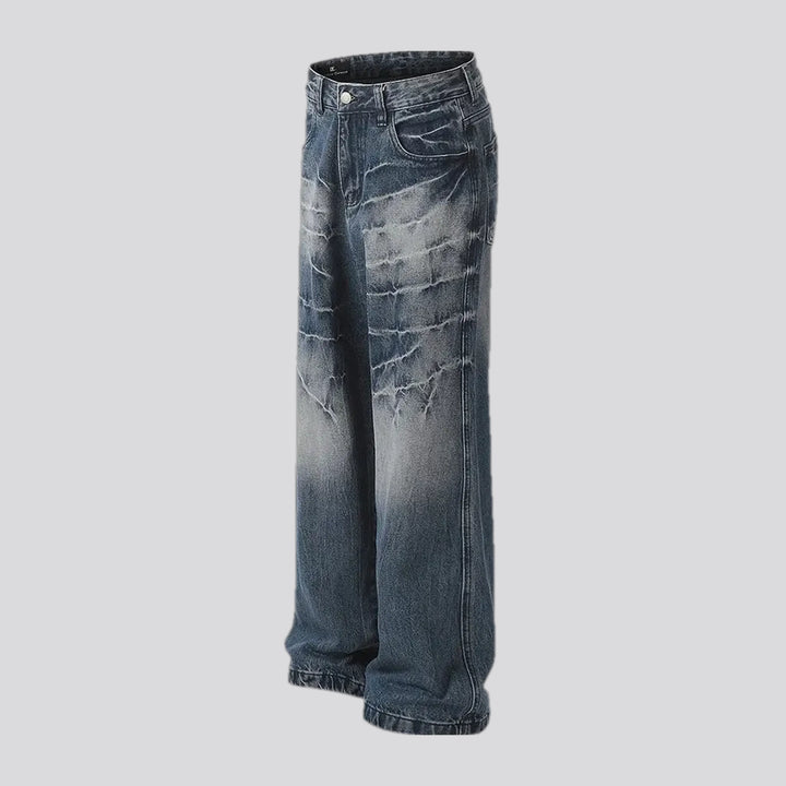 Mid rise faded jeans for men