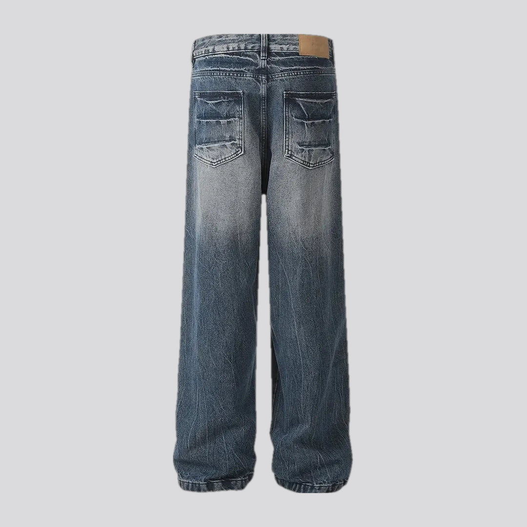 Mid rise faded jeans for men