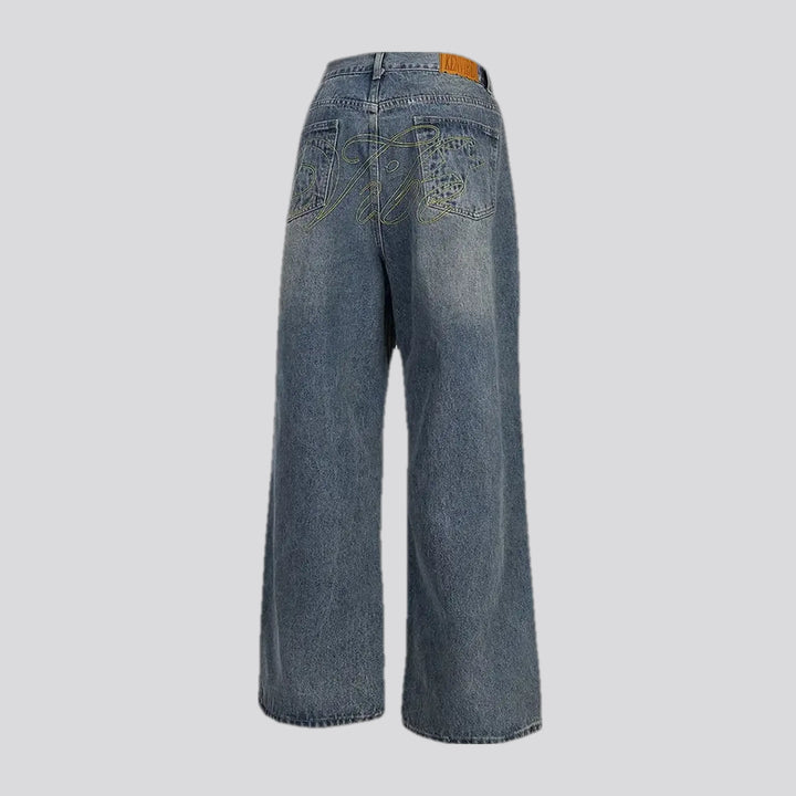 Multi-layer wide fit men's jeans