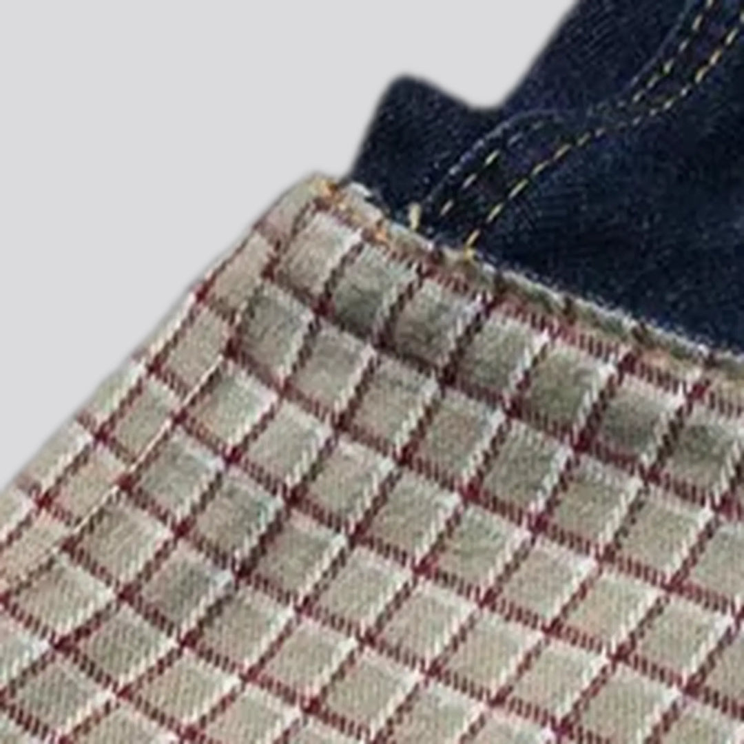 Mid-rise plaid cuffs jeans for men