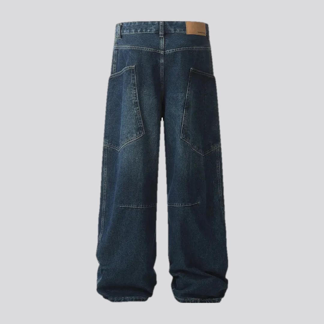 90s style sanded dark men's jeans