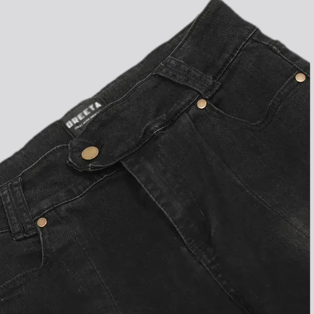 Raw hem mid-waist vintage men's jeans