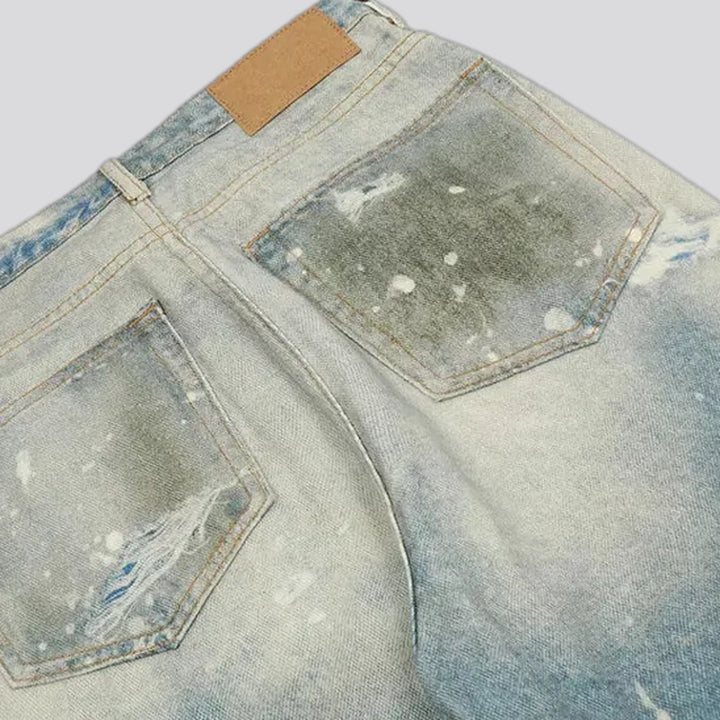 Faded casual men's jeans