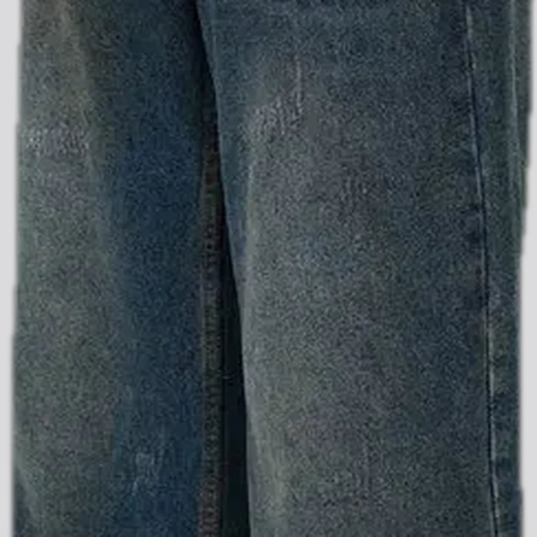 90s style dark creased men's jeans