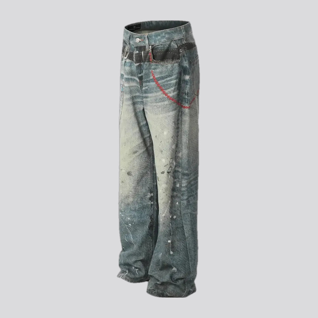 Dirty faded wash stylish men's jeans