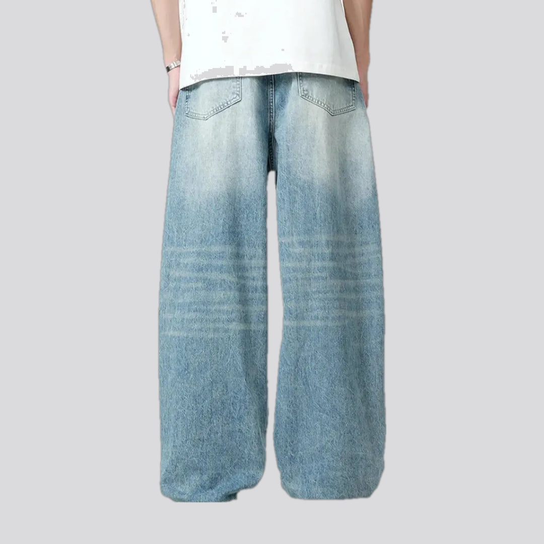 Baggy style abraded men's jeans