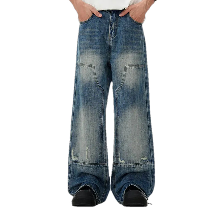 Mid Rise Distressed Fashion Men's Jeans - Blue