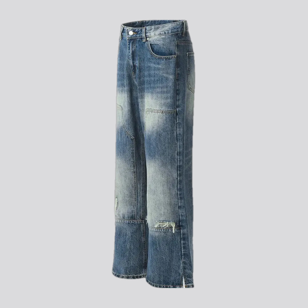 Mid rise distressed fashion men's jeans